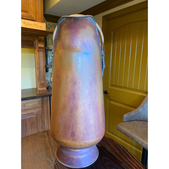 Vintage Copper Coal Scuttle With Porcelain Handle & Lion Head Decoration - Picture 6 of 9